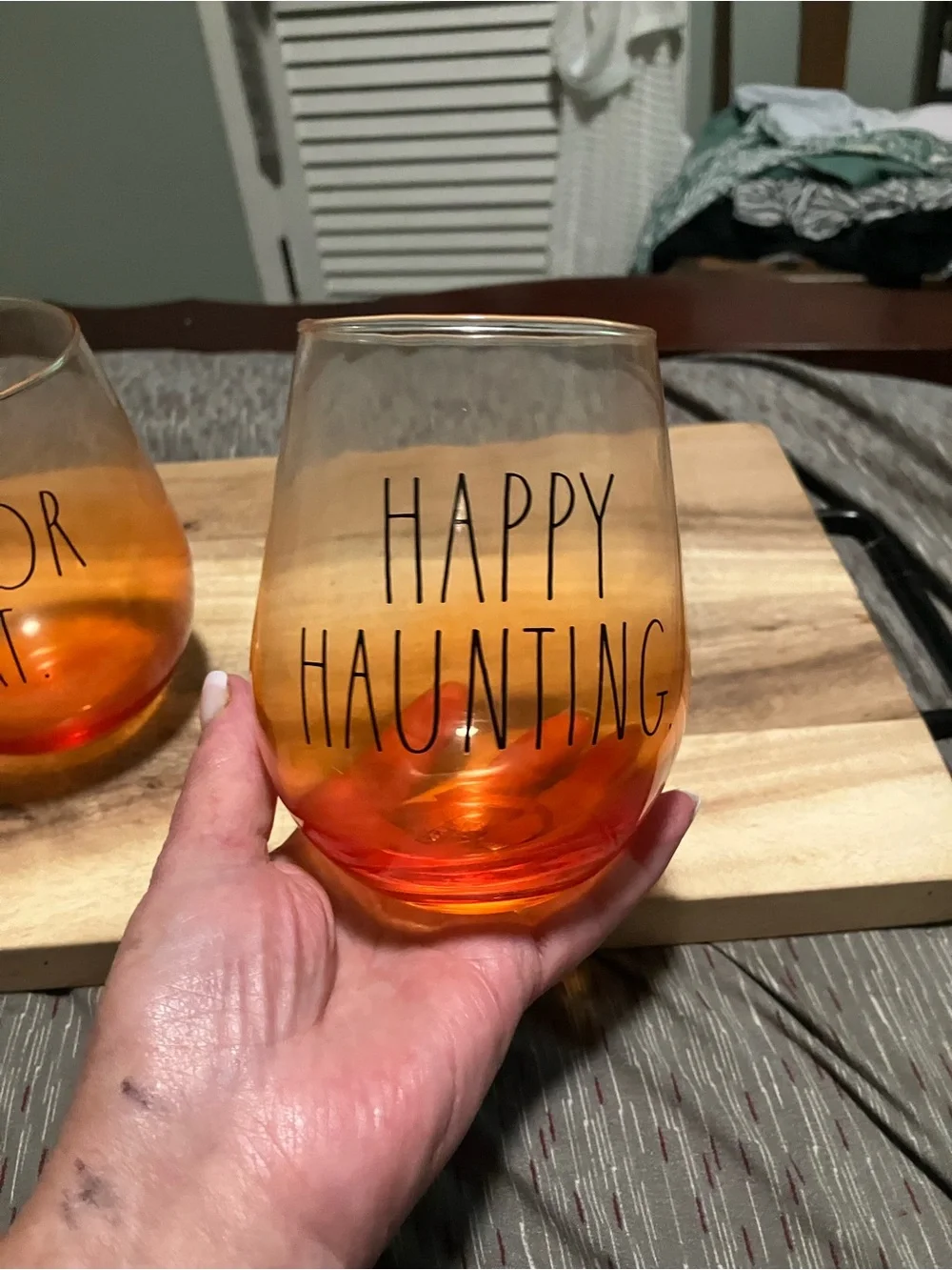 Rae Dunn Set of 2 Halloween-Themed Wine Glasses